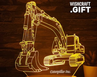 Excavator LED Lamp, Excavator Owner Gift, Bagger, Backhoe, Personalized Excavator, Excavator, Man Cave Lamp, Excavator Operator Gift, Digger