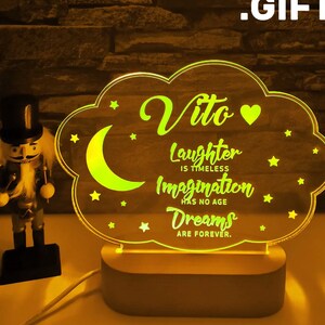 Custom Engraved Baby Lamp: Nursery Decor, Wooden Base