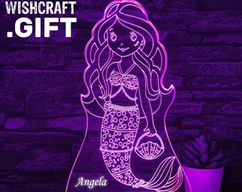 Mermaid Gift, Lamp, Personalized Mermaid, Children Light, Gift for Girl, Nursery Lamp, Kids Birthday, Geschenk Meerjungfrau, Sirena, Mermaid