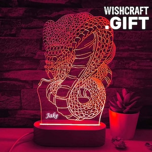 Cobra LED Lamp: Personalized Snake Lover Gift