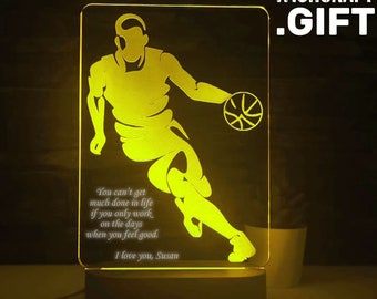Custom Basketball Lamp: 3D Illusion LED Light, Gift for Player