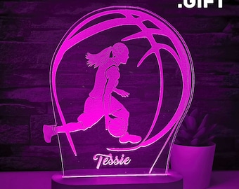 Girls Basketball LED Lamp, Women Basketball Lamp, Ladies Basketball, Gift for Her, Damen Basketball, Basketball Player Gift, Basketball Gift