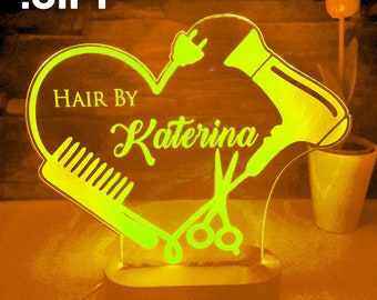 Lampe LED pour salon de coiffure, Lampe LED pour salon de coiffure, Cadeau coiffeur, Studio de salon de coiffure Friseursalon, Lampe LED pour coiffeur, Cadeau coiffeur