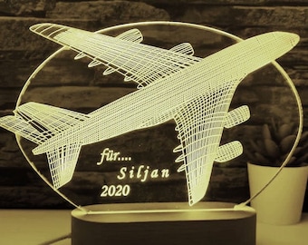Flugzeug LED Lampe: Airbus Nachtlicht, Pilot Geschenk