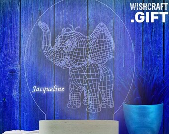 3D Elephant LED Lamp: Personalized Kids Night Light