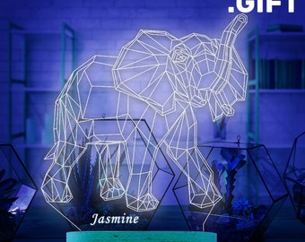 3D Elephant LED Lamp: Customizable Kids Night Light