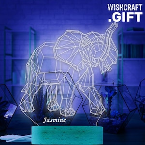 3D Elephant LED Lamp: Customizable Kids Night Light