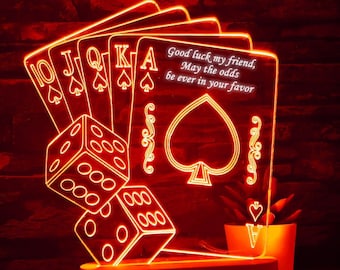 Personalized Poker Lamp: Royal Flush Card Player Gift
