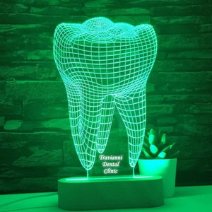 Lampe LED pour dentiste, Dent 3D, Cadeau pour dentiste, Clinique dentaire, Enseigne dentiste, Cadeau de remise de diplôme dentiste, Promotion dentaire, Cadeau étudiant dentaire image 1