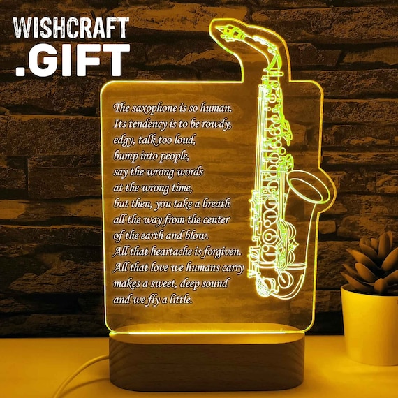 Cadeau pour saxophoniste, lampe LED saxophone, cadeau saxophone, lampe LED  instrument de musique, cadeau pour musicien, cadeau pour joueur de saxophone,  saxophone -  France