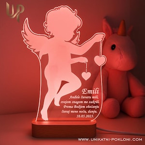 Angel LED Lamp: First Communion Gift, Guardian Night Light