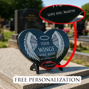 Personalized Heart-Shaped Memorial Plaque - Engraved Grave Marker, Cemetery Keepsake