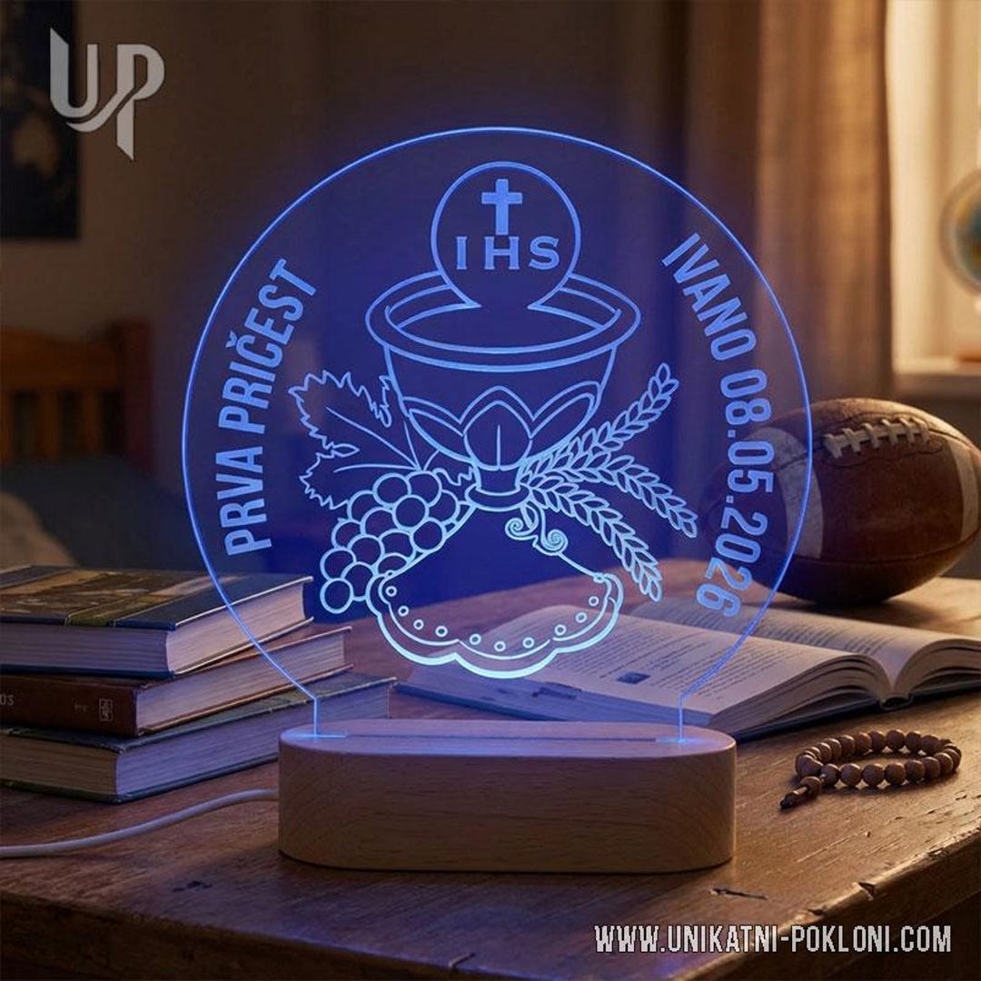 Personalized First Communion Lamp: LED Color Changing Gift - Etsy