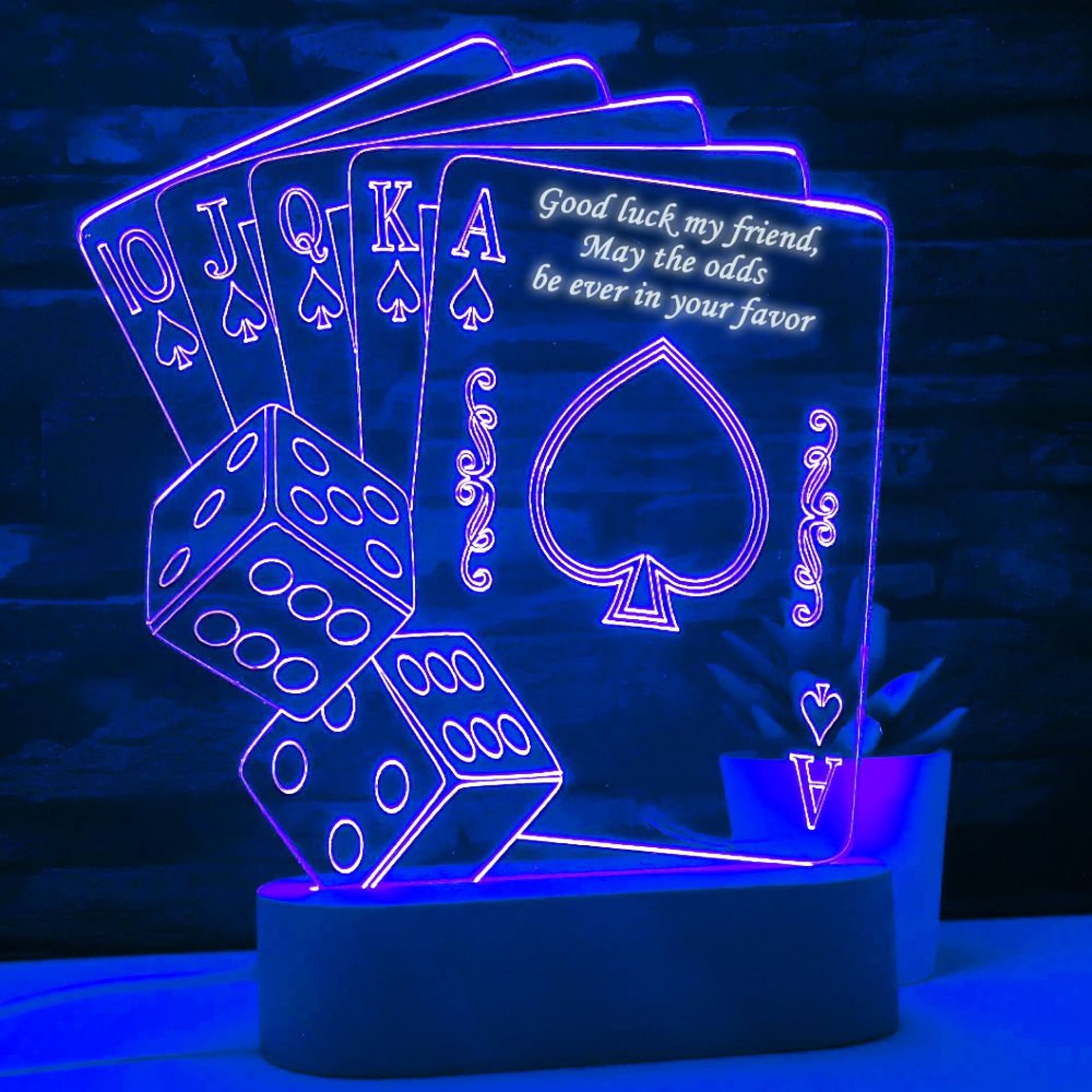 Poker Lamp Card Gift Royal Flush Personalized Free Card Etsy