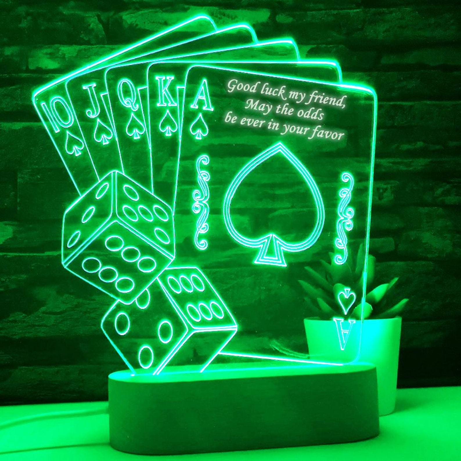 Poker Lamp Card Gift Royal Flush Personalized Free Card Etsy