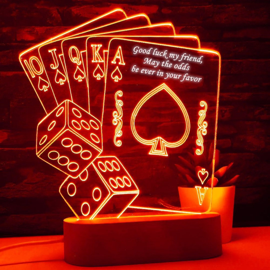 Poker Lamp Card Gift Royal Flush Personalized Free Card Etsy