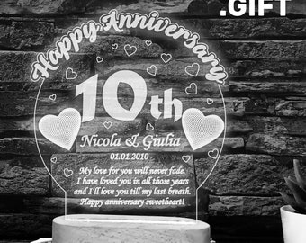 Ten Years Gift, Ten Wedding Anniversary Gift, 10th Wedding