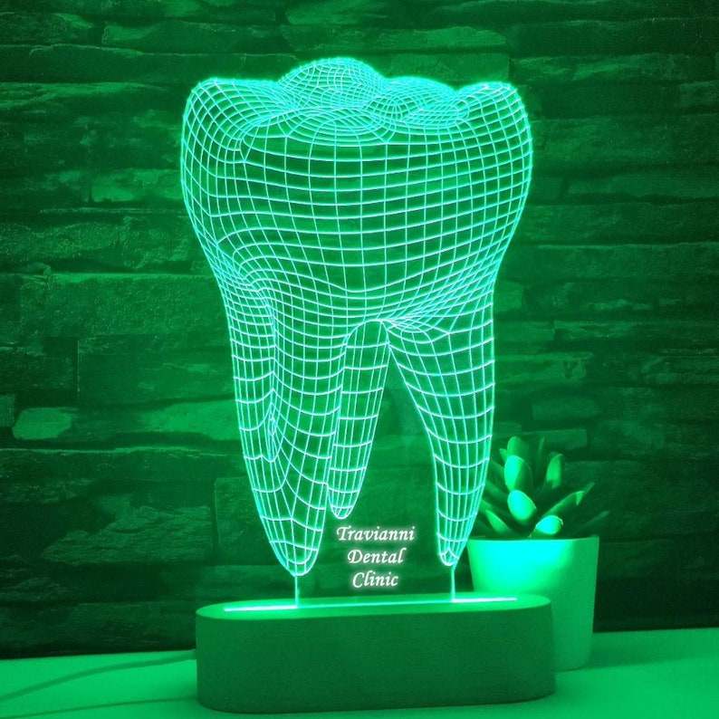 Lampe LED pour dentiste, Dent 3D, Cadeau pour dentiste, Clinique dentaire, Enseigne dentiste, Cadeau de remise de diplôme dentiste, Promotion dentaire, Cadeau étudiant dentaire image 1