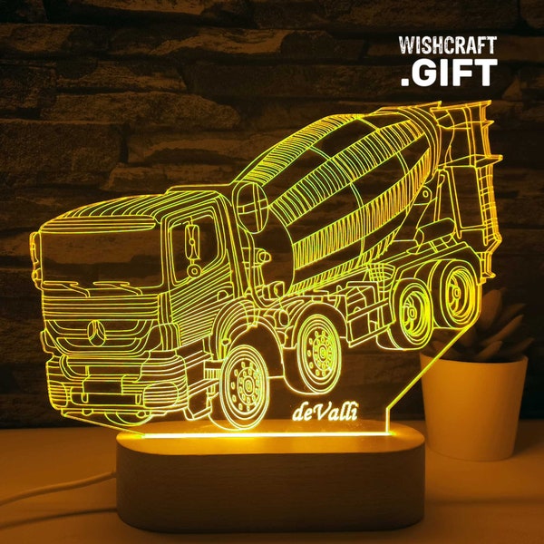 Concrete Mixer LED Lamp, Truck Driver, Heavy Equipment, Operator Cement, Concrete Mixer Truck, Cement mixer driver gift, Betonmischer, LKW