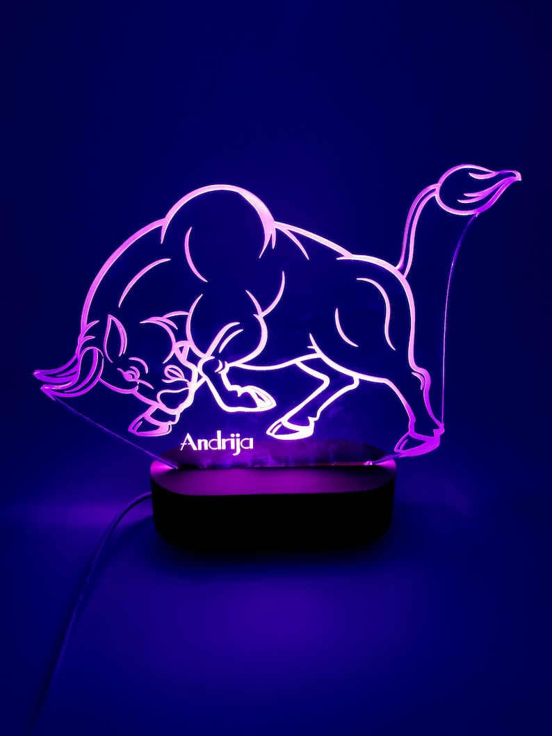 Taurus Zodiac Gift Taurus Led Lamp Taurus Astrology Zodiac Etsy