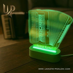Accordion LED Lamp: Musician Gift, Color Changing Ambient Light