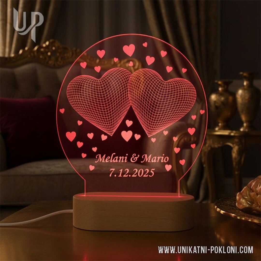 Personalized Hearts 3D LED Lamp - Love Gift, Wedding Vow - Etsy