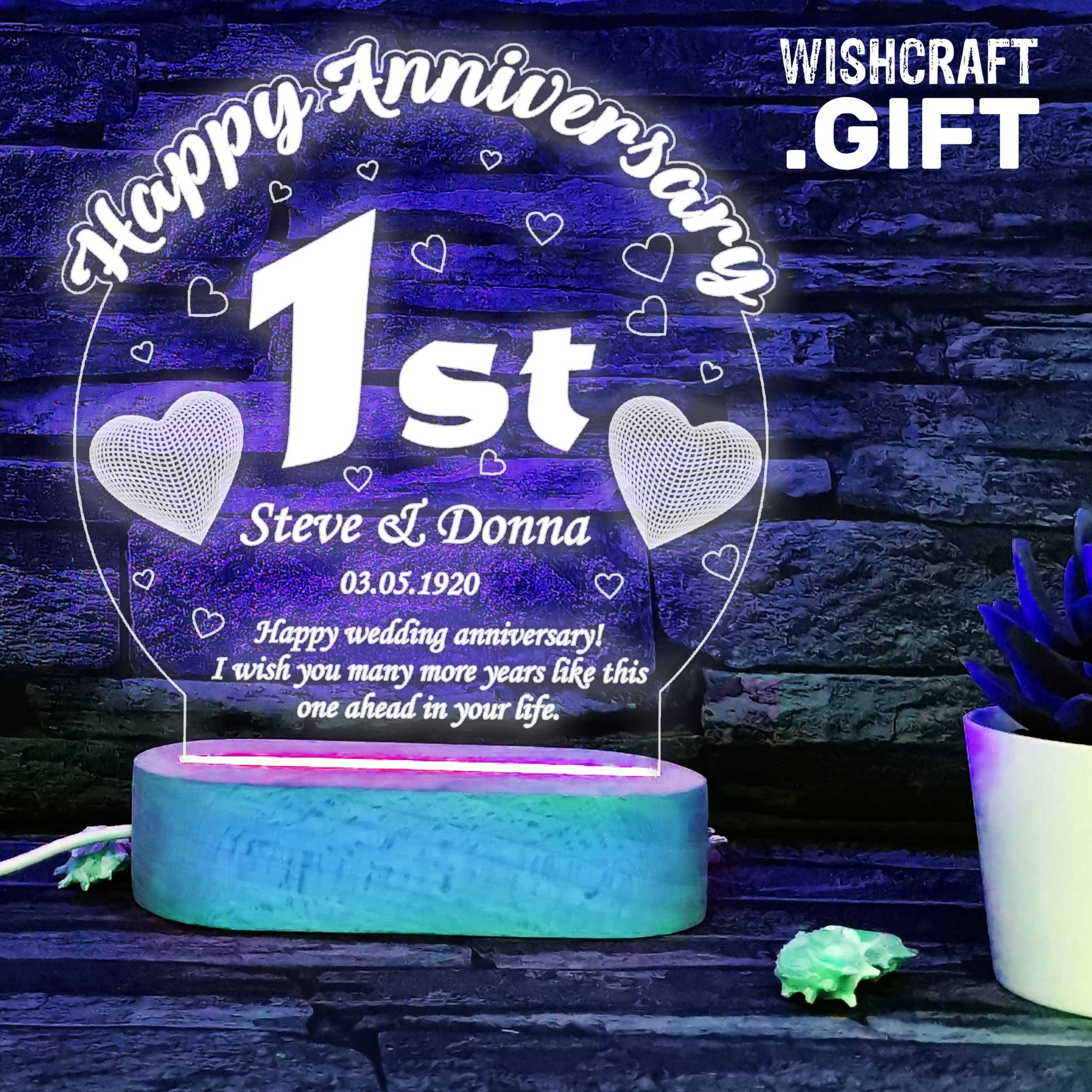 Personalized 1st Anniversary LED Lamp: First Year Gift - Etsy