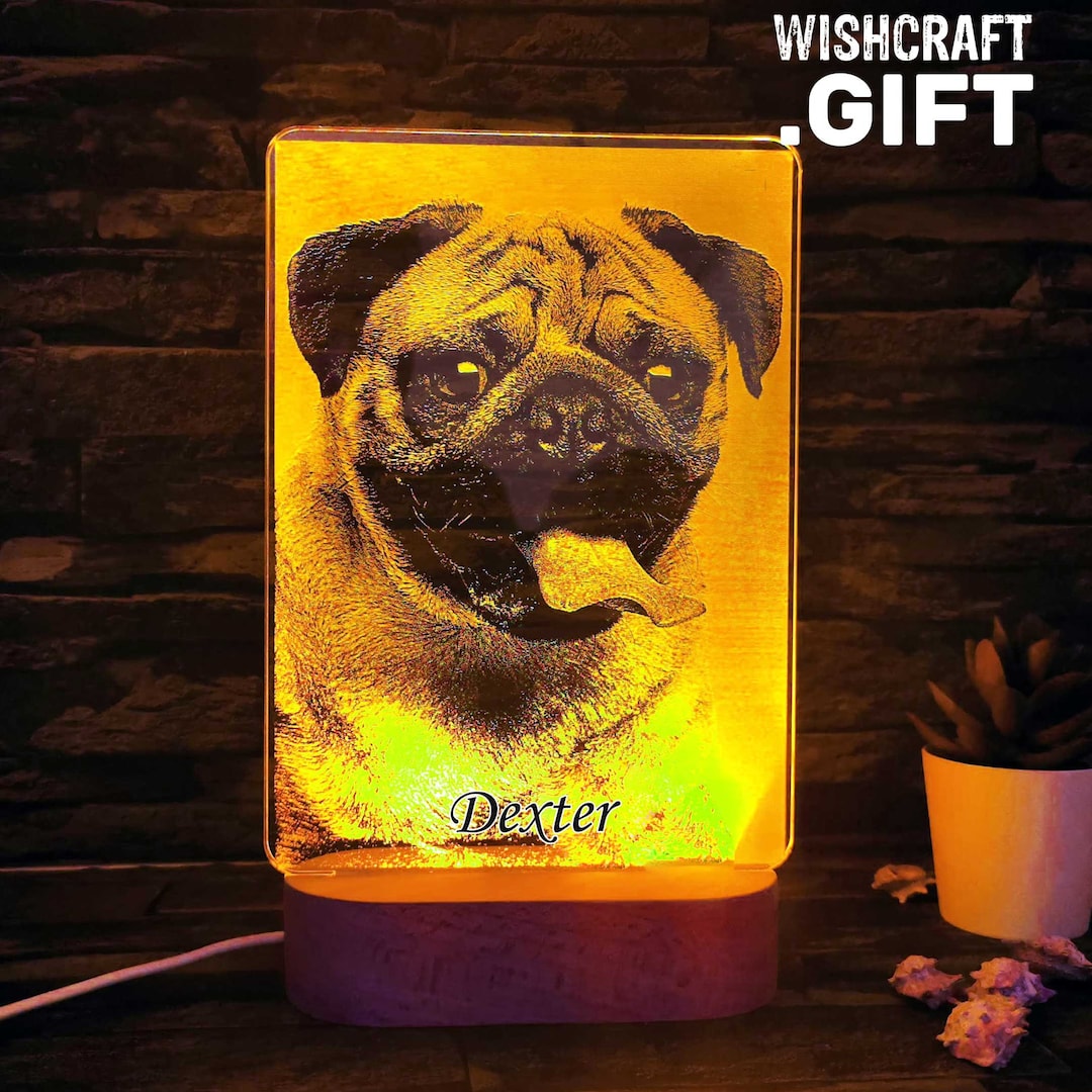 Pug LED Lamp, Pug Night Light, Gift for Dog Lover, Dog Mom Gift, Dog