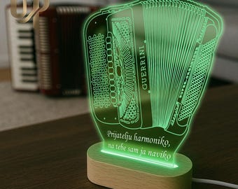 Akkordeon-LED-Lampe: Musiker-Geschenk, Farbwechsel Nachtlicht