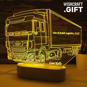 Truck Driver LED Lamp: Personalized Trucker Gift