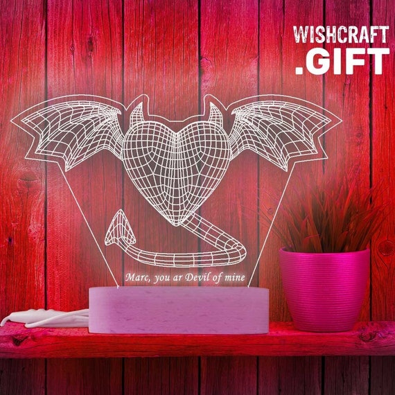 Angel Devil Heart Lamp: Romantic LED Love Decor - Etsy Angel Devil Heart Lamp: Romantic LED Love Decor - Etsy