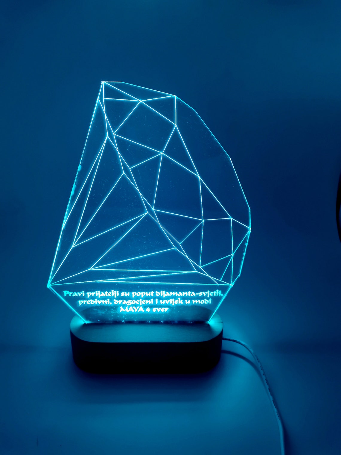 3D Diamond LED Lamp Diamond Shape 3D Night Light 3D Illusion Etsy