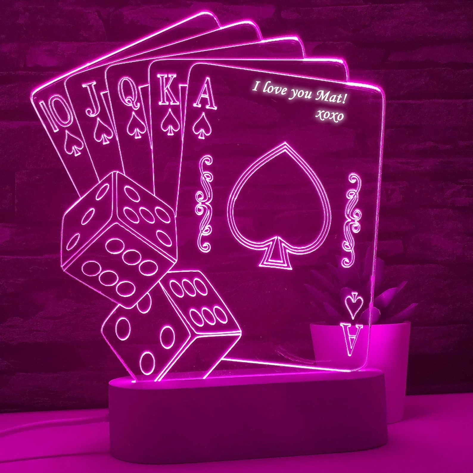 Poker Lamp Card Gift Royal Flush Personalized Free Card Etsy