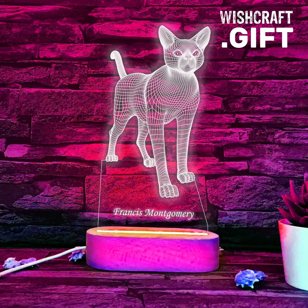 Custom Cat Lamp: 3D Kitty Luminary, Personalized Cat Lover Gift - Etsy