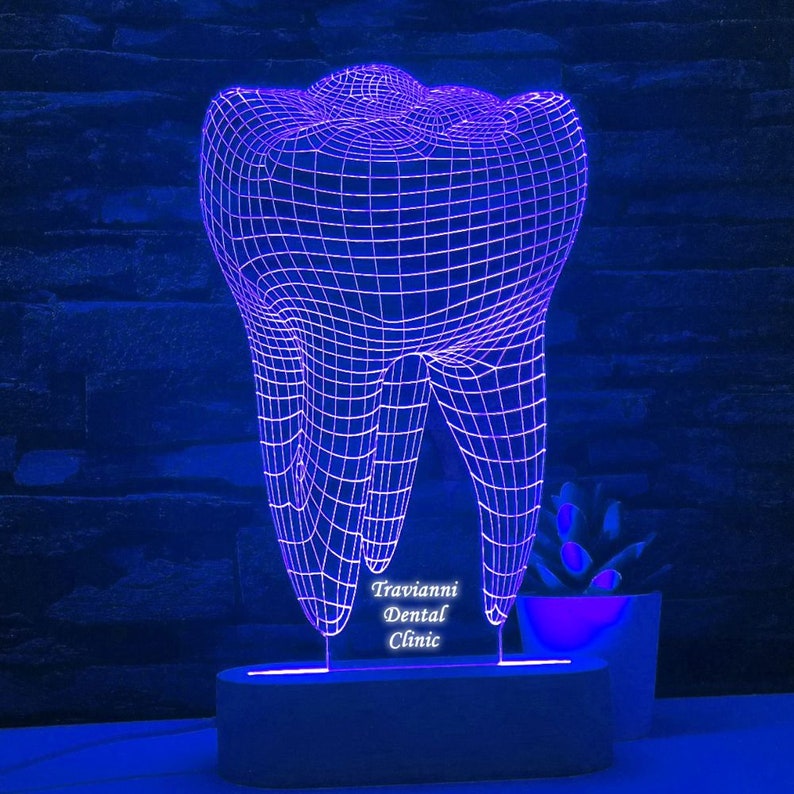 Lampe LED pour dentiste, Dent 3D, Cadeau pour dentiste, Clinique dentaire, Enseigne dentiste, Cadeau de remise de diplôme dentiste, Promotion dentaire, Cadeau étudiant dentaire image 3