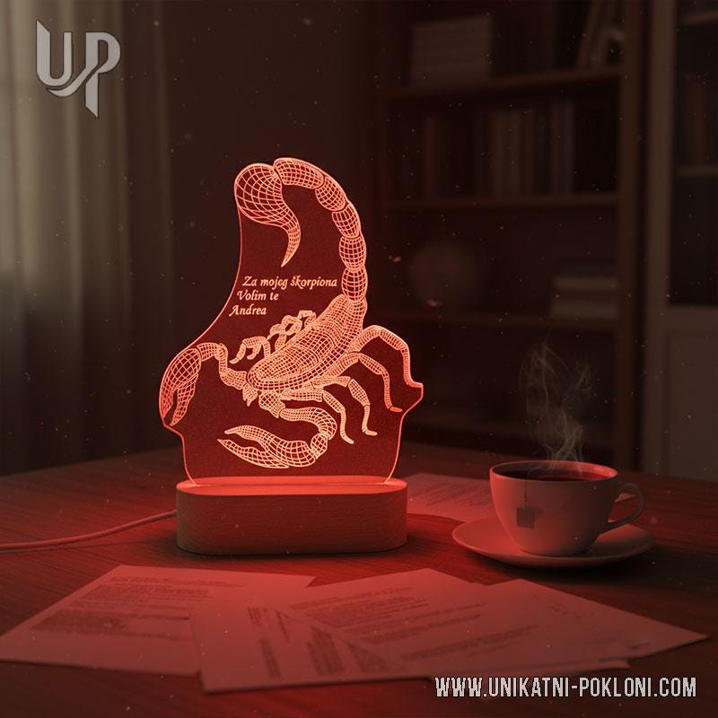 Lampe Veilleuse 3D Scorpion Avec Télécommande - Création Française JNB-Maker, 16 Couleurs