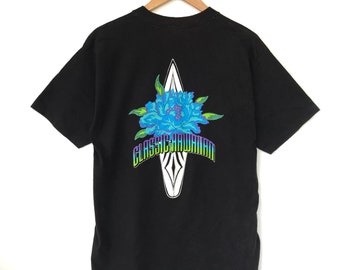Rare!! vintage CLASSIC HAWAII surfboard big logo made in usa/black/blue/large size/code:49