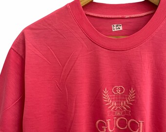 Vtg Gucci Embroidered Tshirt / Bootleg Tee / Pink / Medium Vtg Gucci Embroidered Tshirt / Bootleg Tee / Pink / Medium