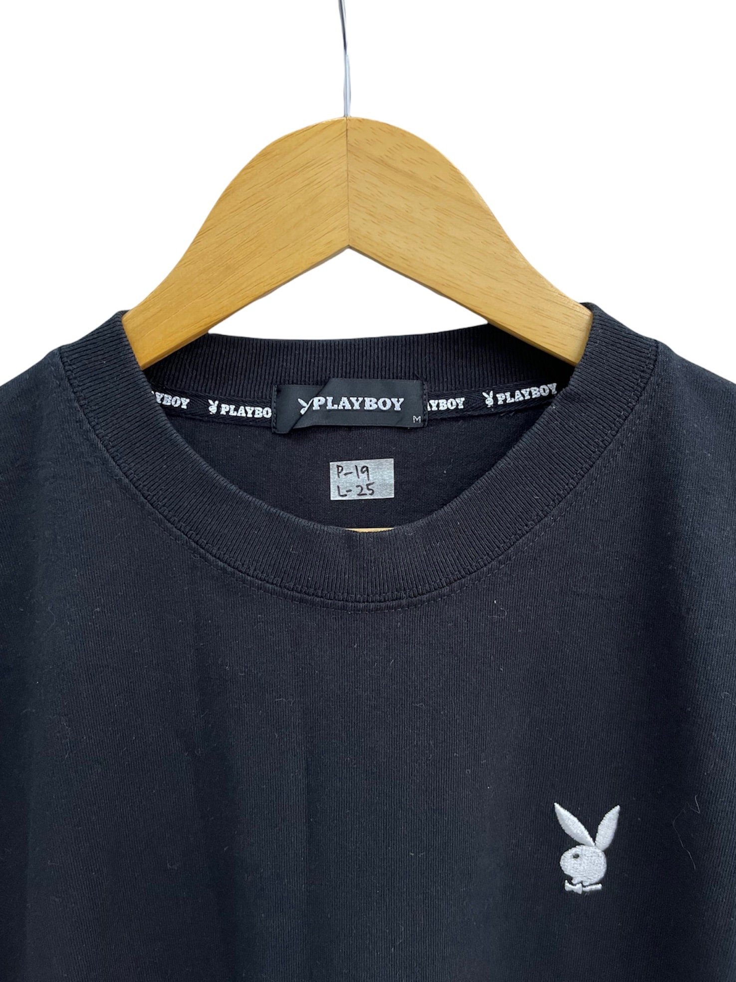 Vintage 90s Playboy Sidetape Long Sleeve T Shirt / Black Gold