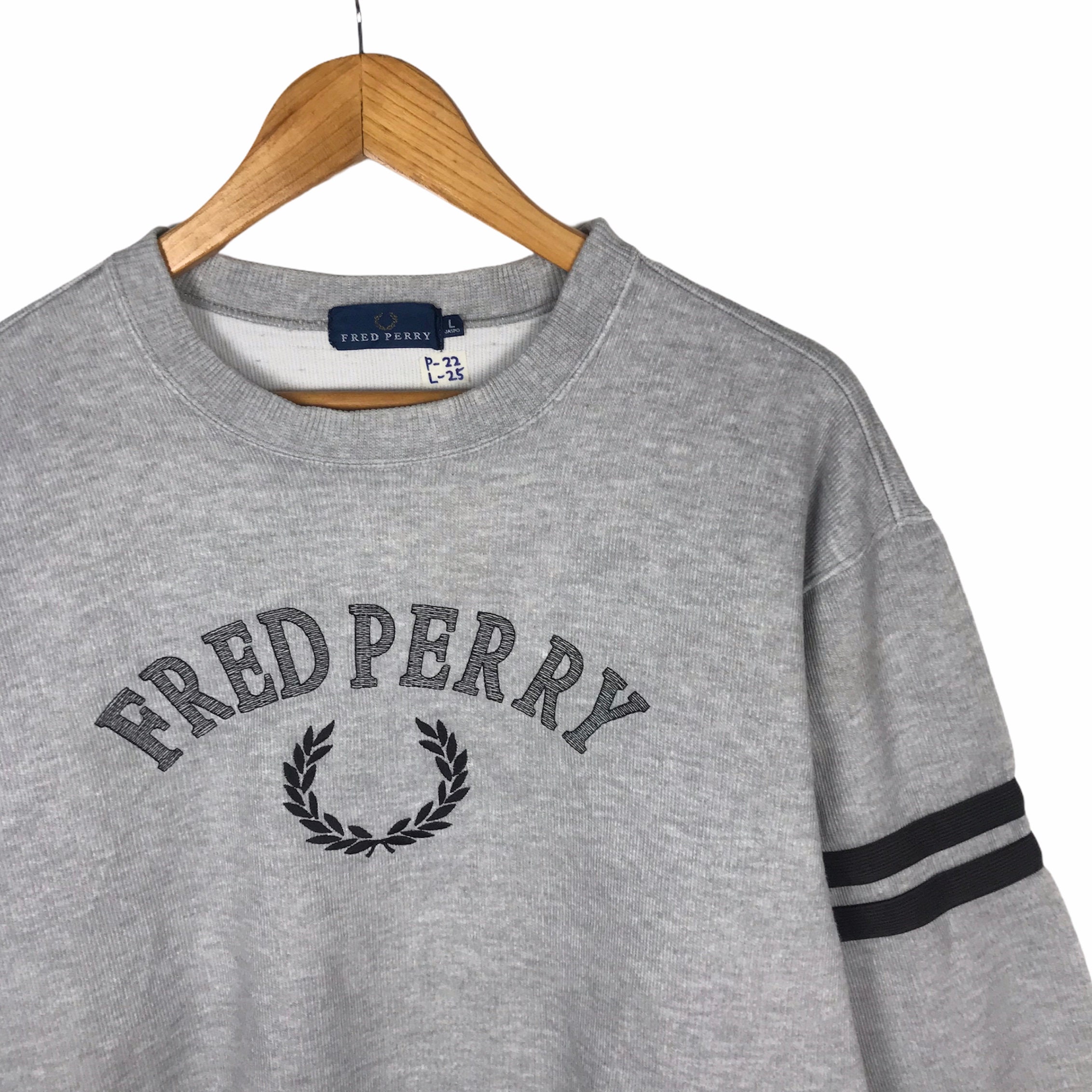 Rare Vintage 90s FRED PERRY Big Logo Spell Out Embroidered Sweatshirt ...