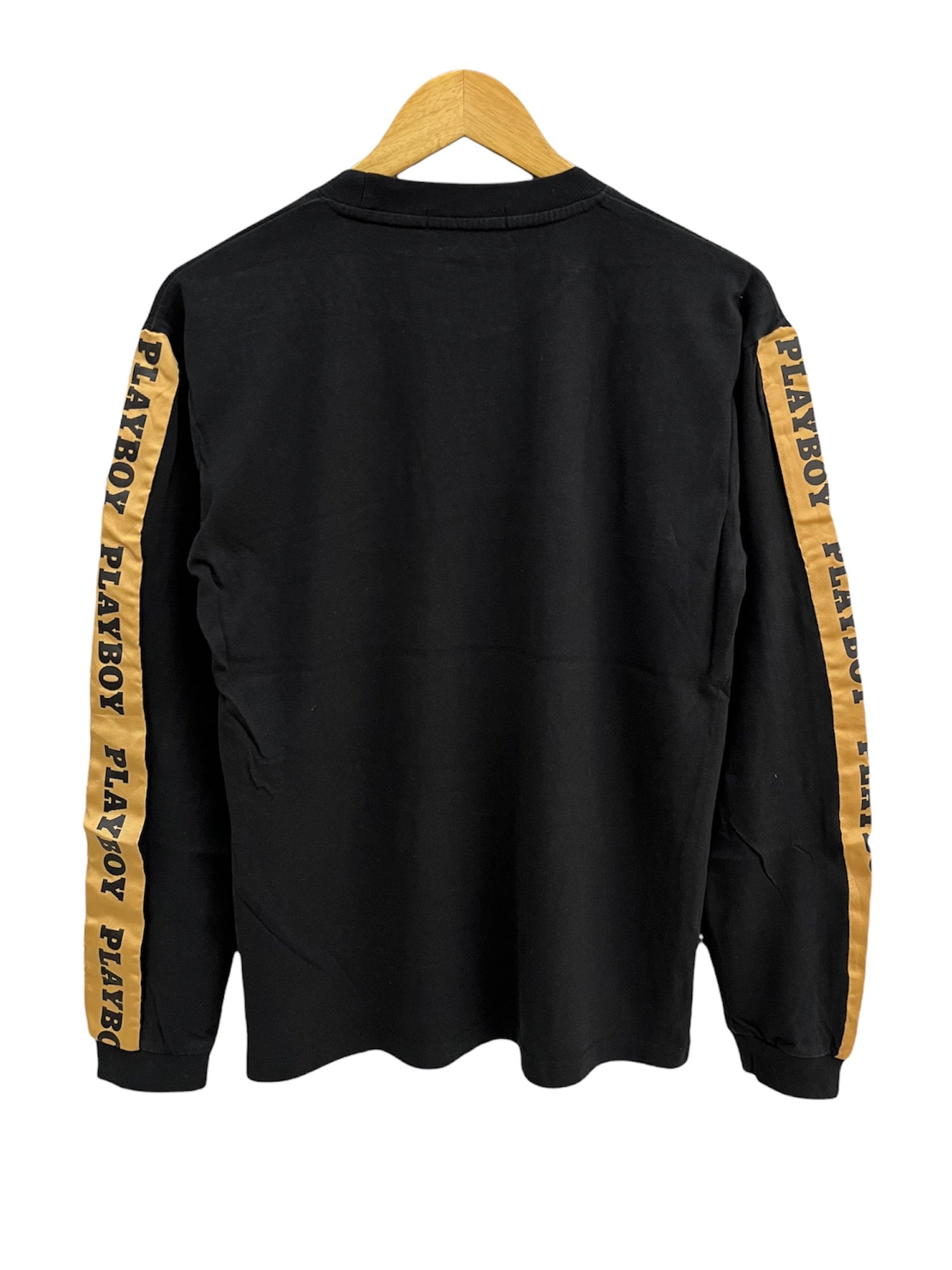 Vintage 90s Playboy Sidetape Long Sleeve T Shirt / Black Gold