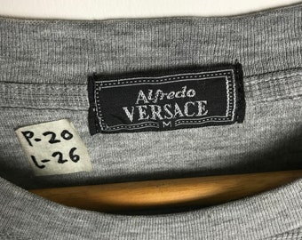 VERSACE Vintage 90s Alfredo Versace Small Logo Plain T -  Sweden