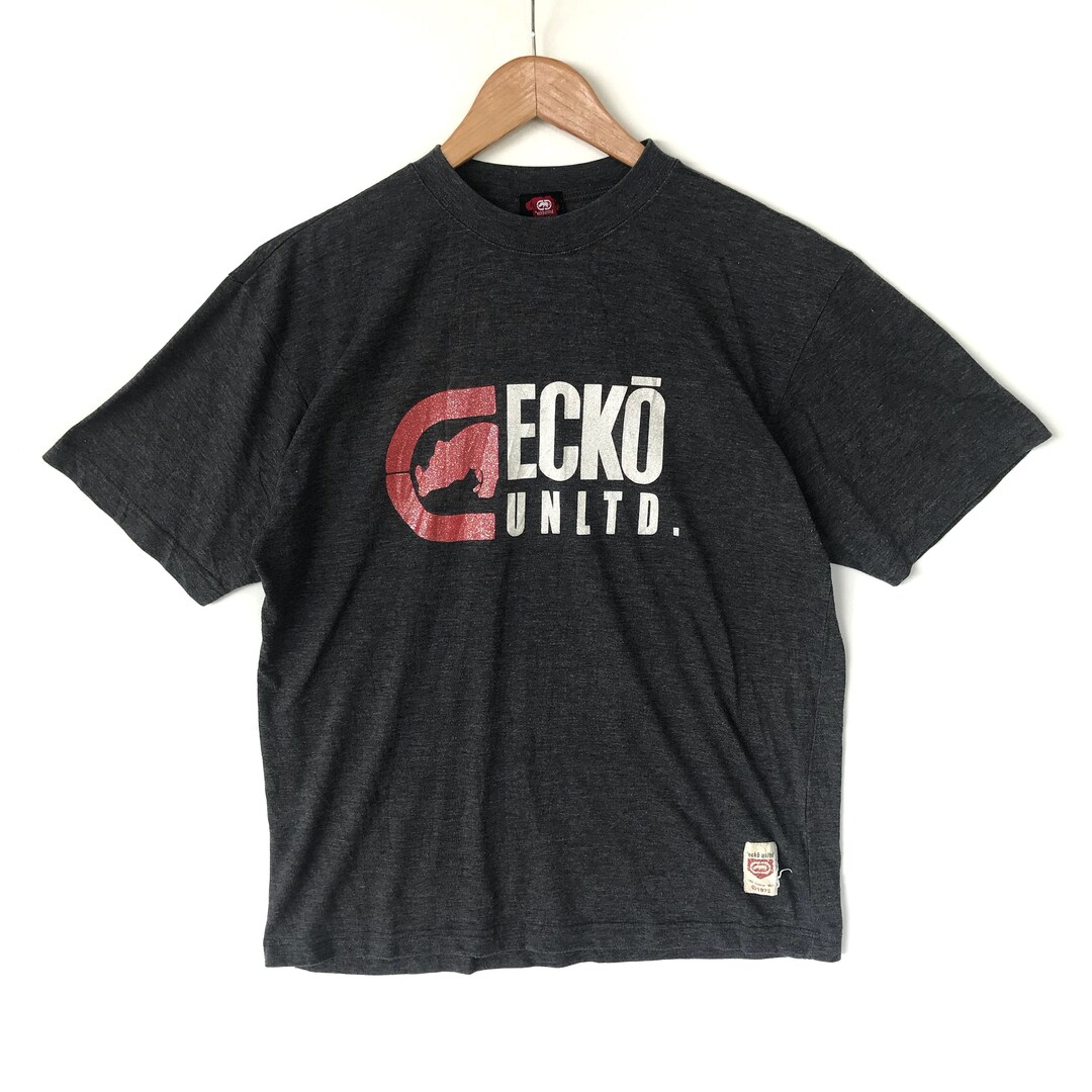Rare ECKO UNLTD Big Logo Spell Out T Shirt/grey/white/red/medium Size