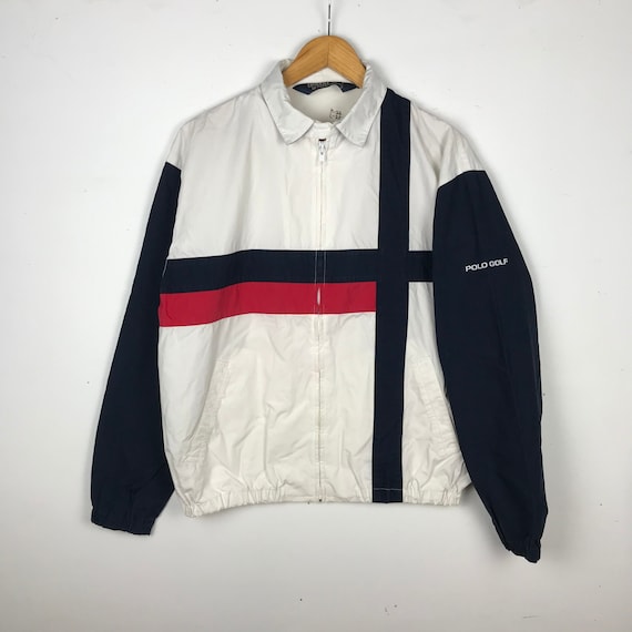 Polo windbreaker red sales white and blue