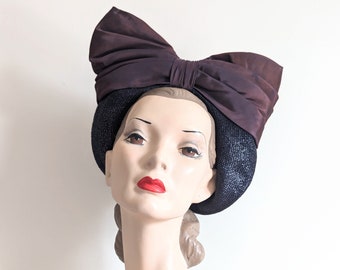 Vintage 1940s Bow Hat | 40s Unique Hat | 40's Hat |