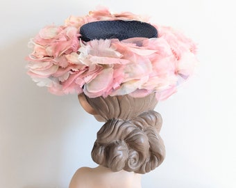 Vintage 1950s Hat | 50s New Look Hat | Late 1940s Floral Hat |