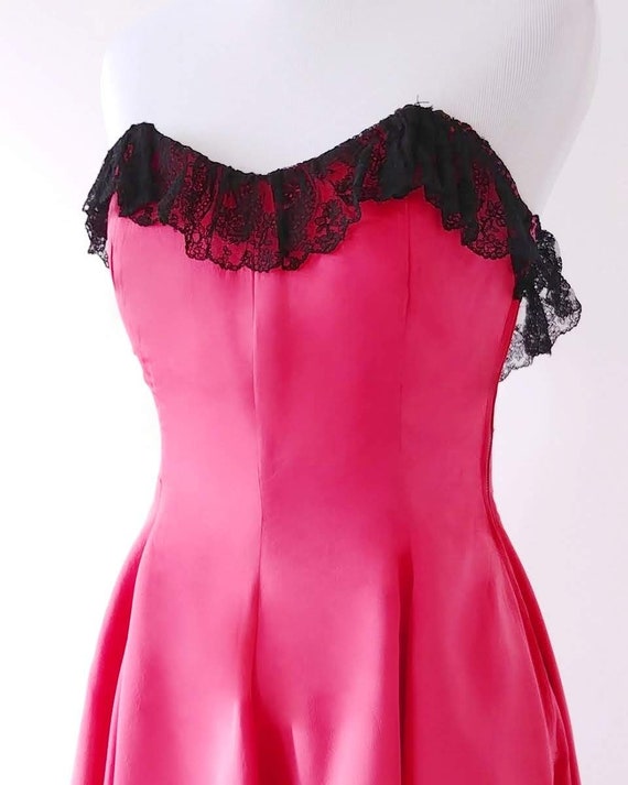 Rare 1930's Germaine Monteil Pink Gown With Black… - image 6