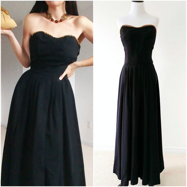 Rare 1940's Louella Ballerino Gown 1940's Designer Gown 1940's Strapless Gown image 1