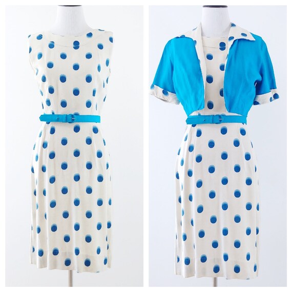 Vintage 1950's Polka Dot Dress Set | 1950's Wiggle