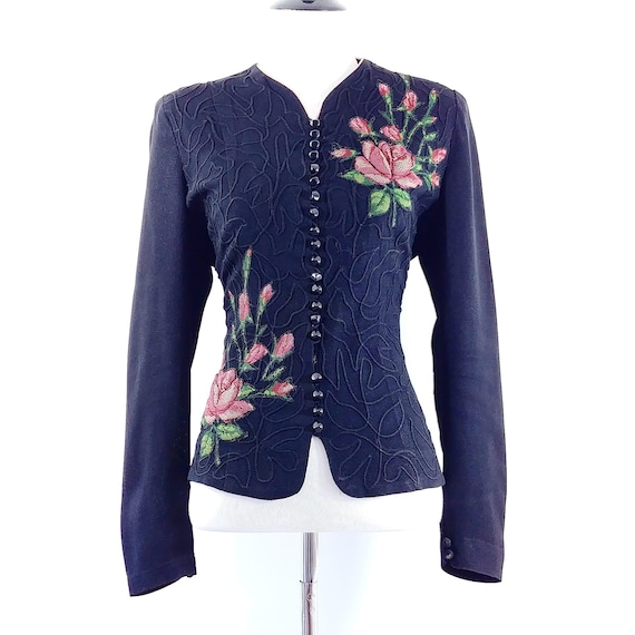 Vintage 1940's Blouse | 40s Jacket | 40s Rose Prin